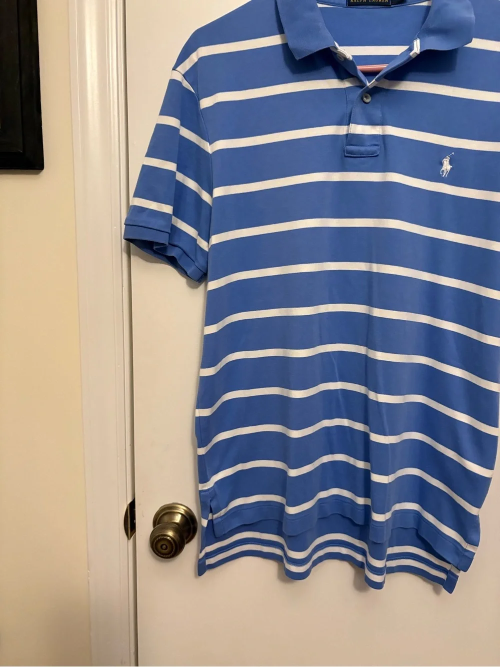 Ralph Lauren Blue and White Striped Polo Shirt